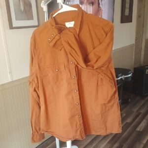 Rust Orange Pearl Snap Shirt